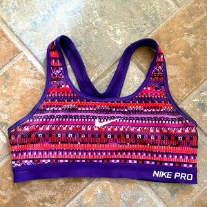 Purple designed Nike pro sports bra